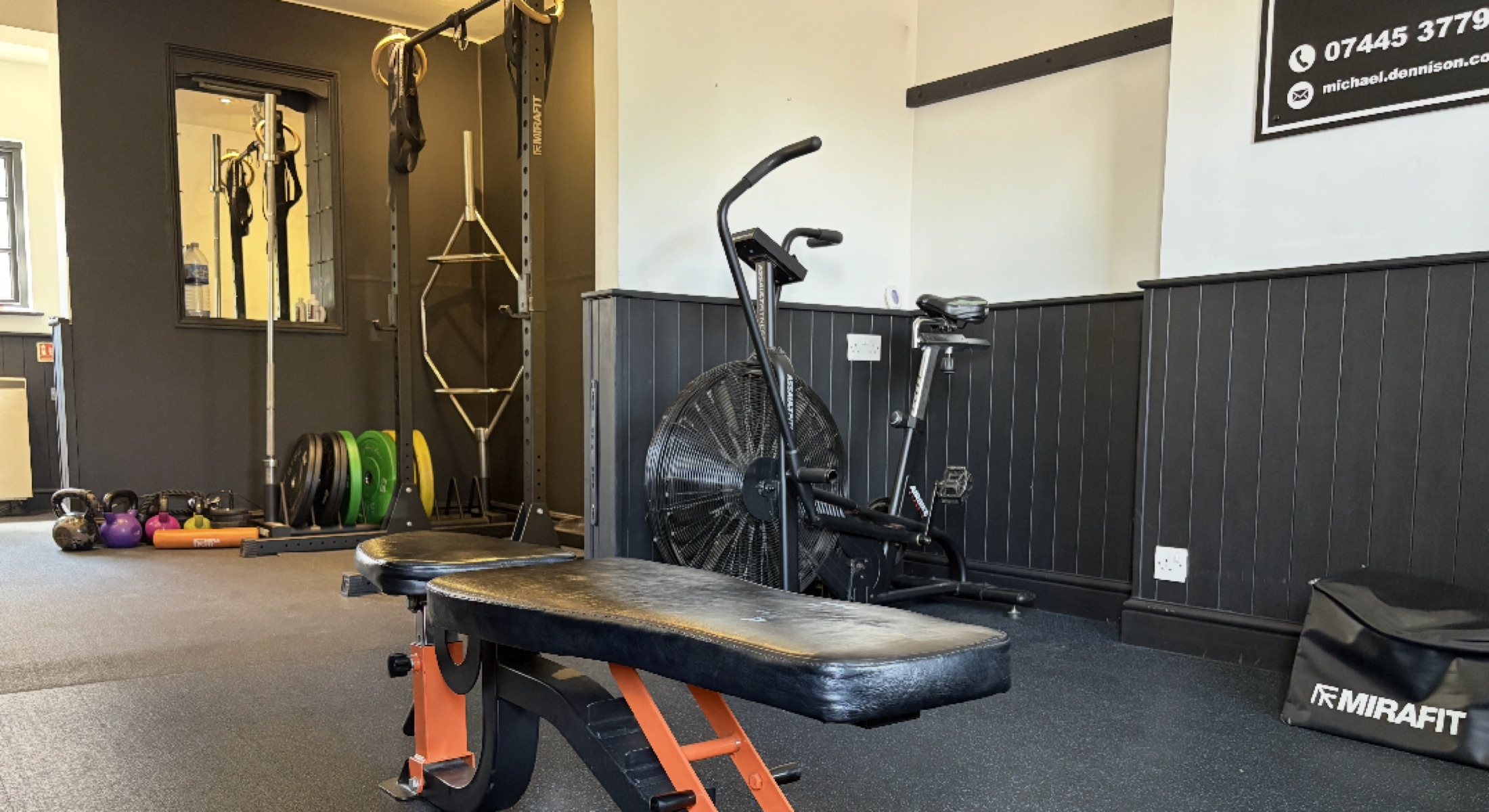 Training equipment inside Michael Dennison's private studio in Saffron Walden